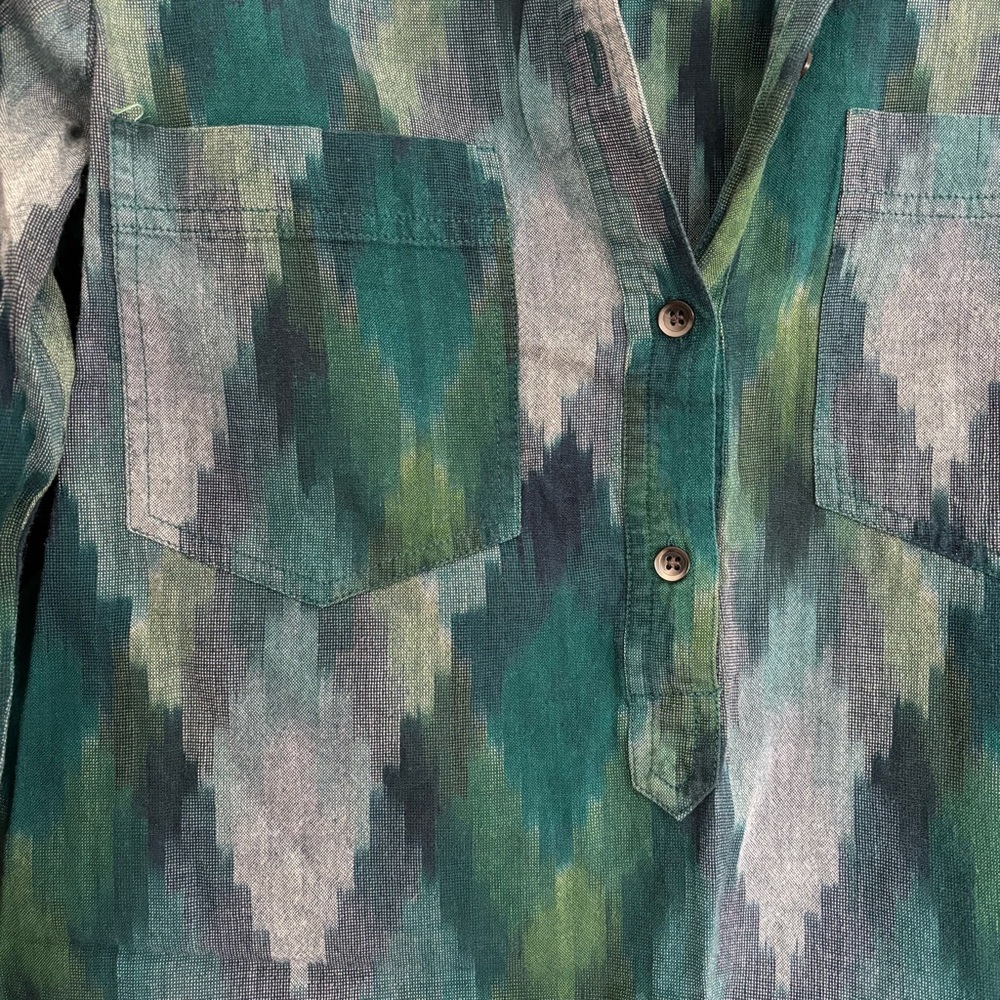 Teal Madewell Women’s Popover Shirt in Geometric Pattern